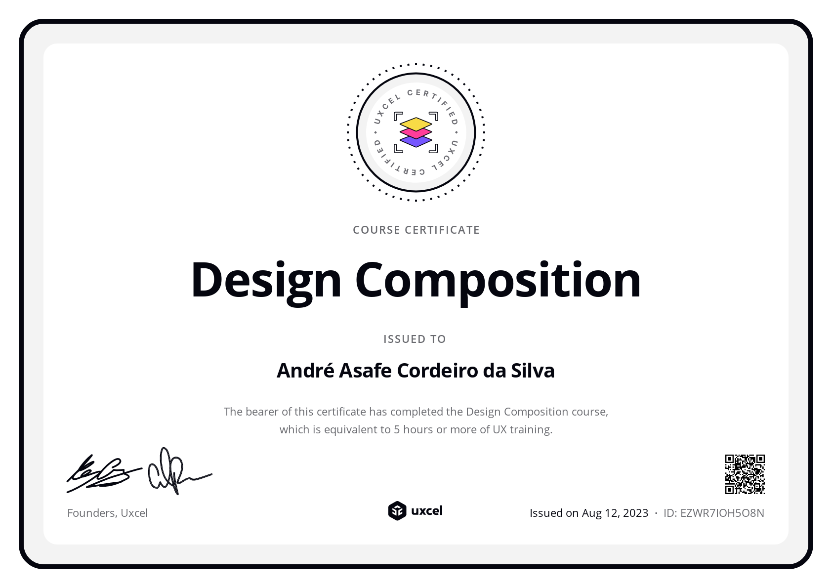 André Asafe Cordeiro da Silva's certificate
